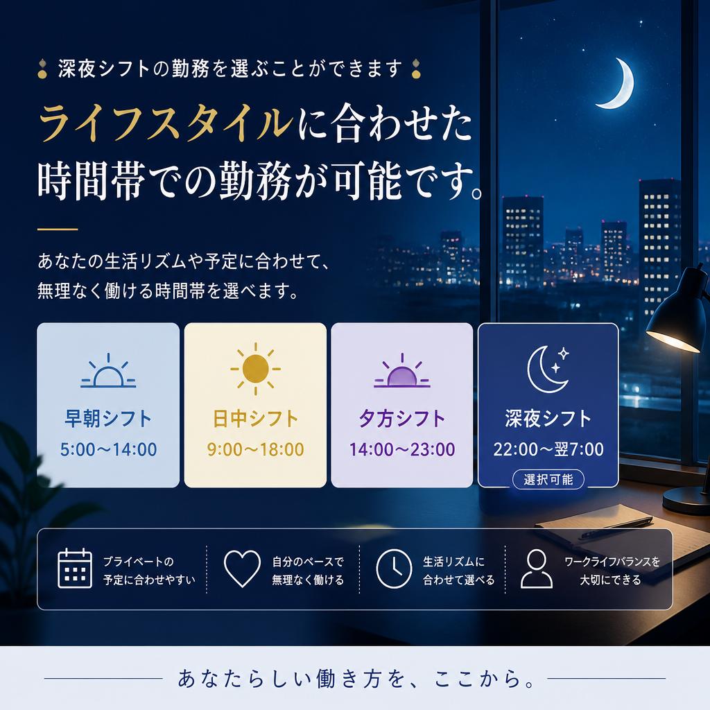 深夜シフトで自分のスタイルにぴったり